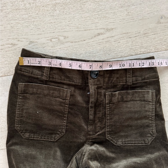 Maeve Anthropologie Colette Corduroy Wide Leg Crop Pants Olive Green 25P - Picture 9 of 9